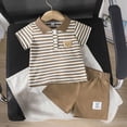 thumbnail image 2 of Toddler Boy Outfit Baby Boys Clothes oddler Bear Embroidery Short Sleeve Lapel T Shirt Shorts Outfit 0-3T, 2 of 7