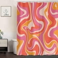 thumbnail image 3 of Abstract Orange Shower Curtain, Retro Pink Shower Curtain, Groovy Aesthetic Cute 70s Vintage Bathroom Decor Cloth Fabric with Hooks 72"W x 78"L (Pack of 1), 3 of 6