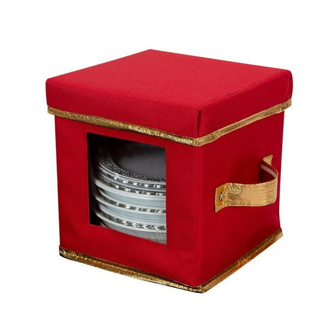 Simplify 9052 Holiday Saucer Plate Dinnerware Storage Box with 12 Felt Dividers