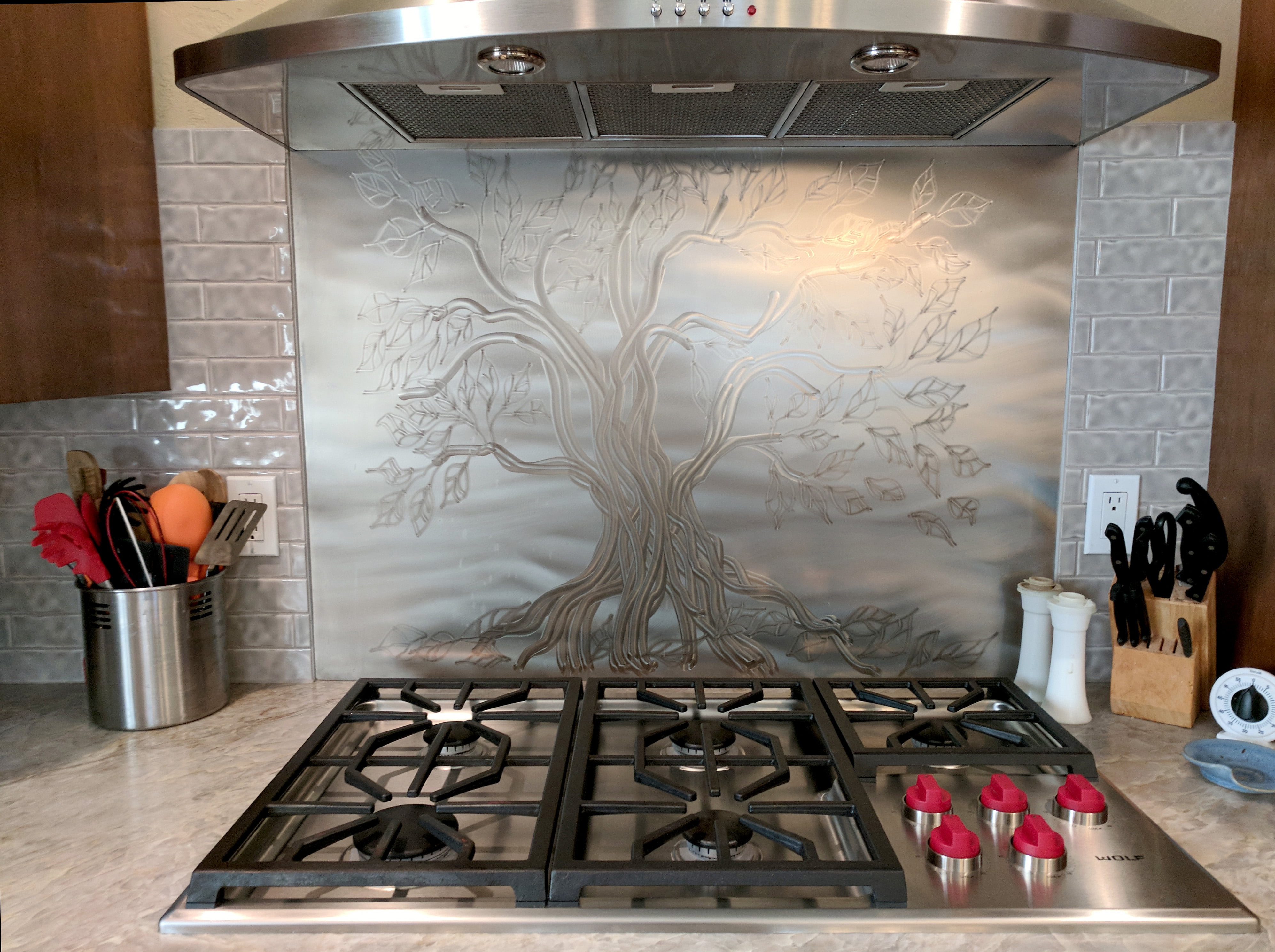 Tree of Life Decorative Stainless Steel Kitchen Backsplash 24" x 30"