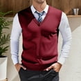 thumbnail image 2 of RMGVDSD Stylish Men's Sweater Vest Mens Sweater Vests Casual Fall Sleeveless V Neck Knit Pullover Loose Fit Versatile Layering Casual Outings Wear Fashion Golf Sweaters, 2 of 5