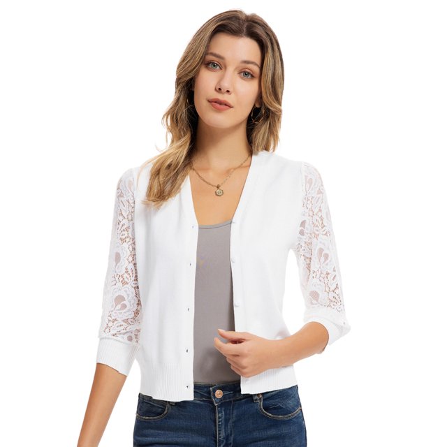 GRACE KARIN Gebreide zomerjas voor dames, 3/4 mouwen, kort, cardigan, business, elegant gebreid vest, pullover, gele abrikoos, XL GRACE KARIN Gebreide zomerjas voor dames, 3/4 mouwen, kort, cardigan, business, elegant gebreid vest, pullover, gele abrikoos, XL