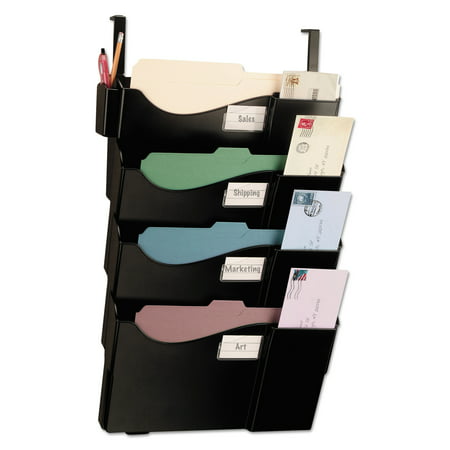 Officemate Grande Central Cubicle Filing System, Four Pockets, 16 5/8 x 5 x 27 1/2, Black