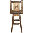 thumbnail image 4 of Homestead Collection Counter Height Barstool w/ Back & Swivel w/ Laser Engraved Elk Design, Stain & Lacquer Finish, 4 of 11