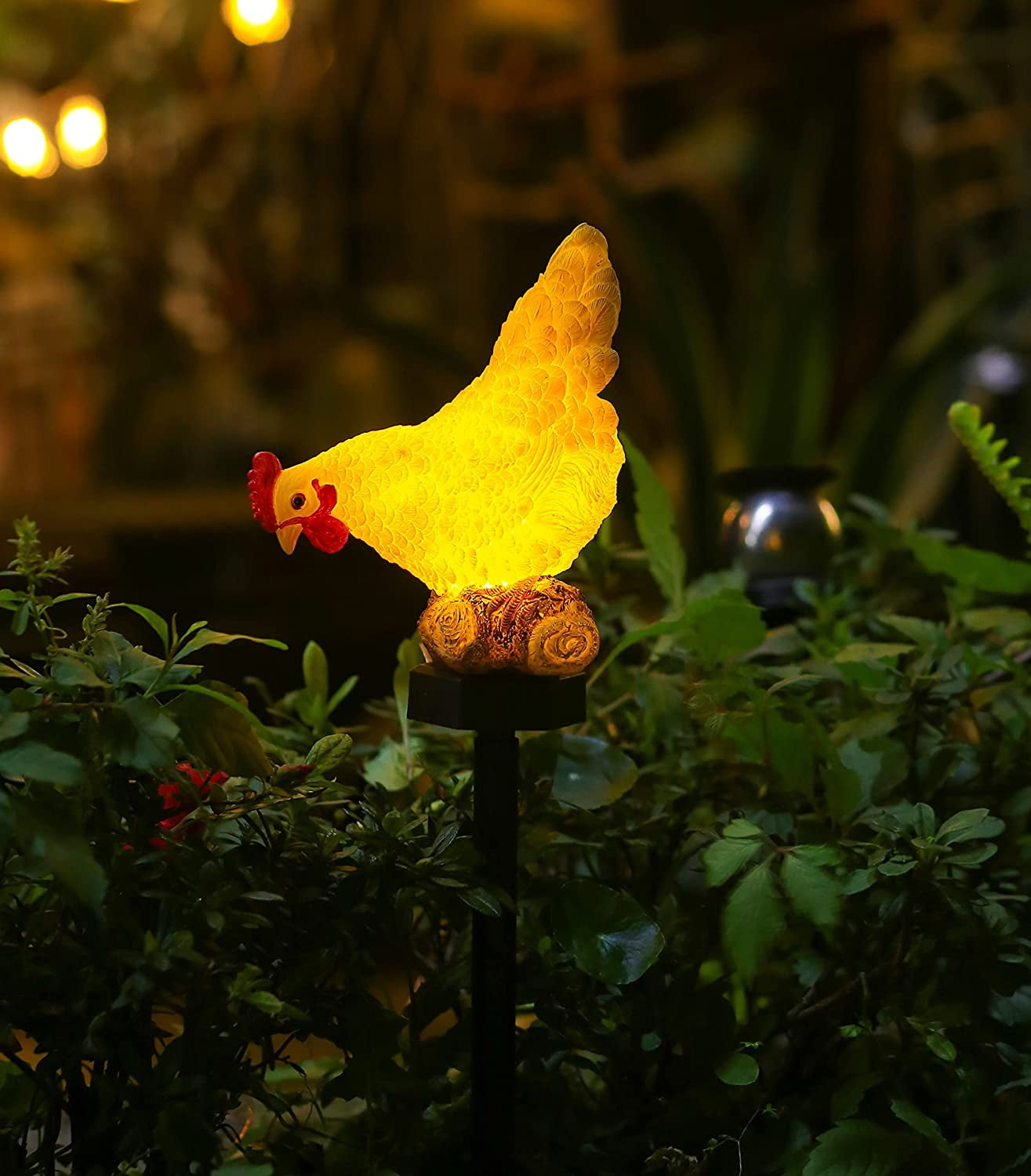 Solar Chicken Lights Chicken Statue Decorative Outdoor Chicken Solar