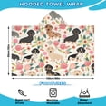 thumbnail image 2 of Dachshund and Flower Hooded Bath Towel，60"x35" for Ages 3 To 12 Kids, Quick Dry Lightweight Soft Microfiber Hood Beach Towel Cover Up for Kids, 2 of 7