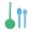 Green, variant on OmieBox OmiePod Kids Utensils Set with Case - 2 Piece Plastic, Reusable Fork and Spoon Silverware with Pod for Kids, Travel, Lunch Boxes-Capri Blue by OmieLife