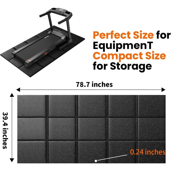Home Gym Floor Mat, 79x39 – Anti-Slip, Waterproof Treadmill & Walking Pad Protector, Cushioned & Noise-Reducing, Safeguards Carpet & Hardwood, Exercise Equipment Compatible