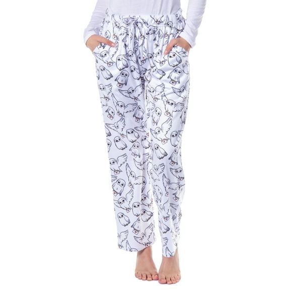 Harry Potter Womens' Hedwig Owl Character All-Over Tossed Print Lounge Sleep Pajama Pants Loungewear Sleepwear