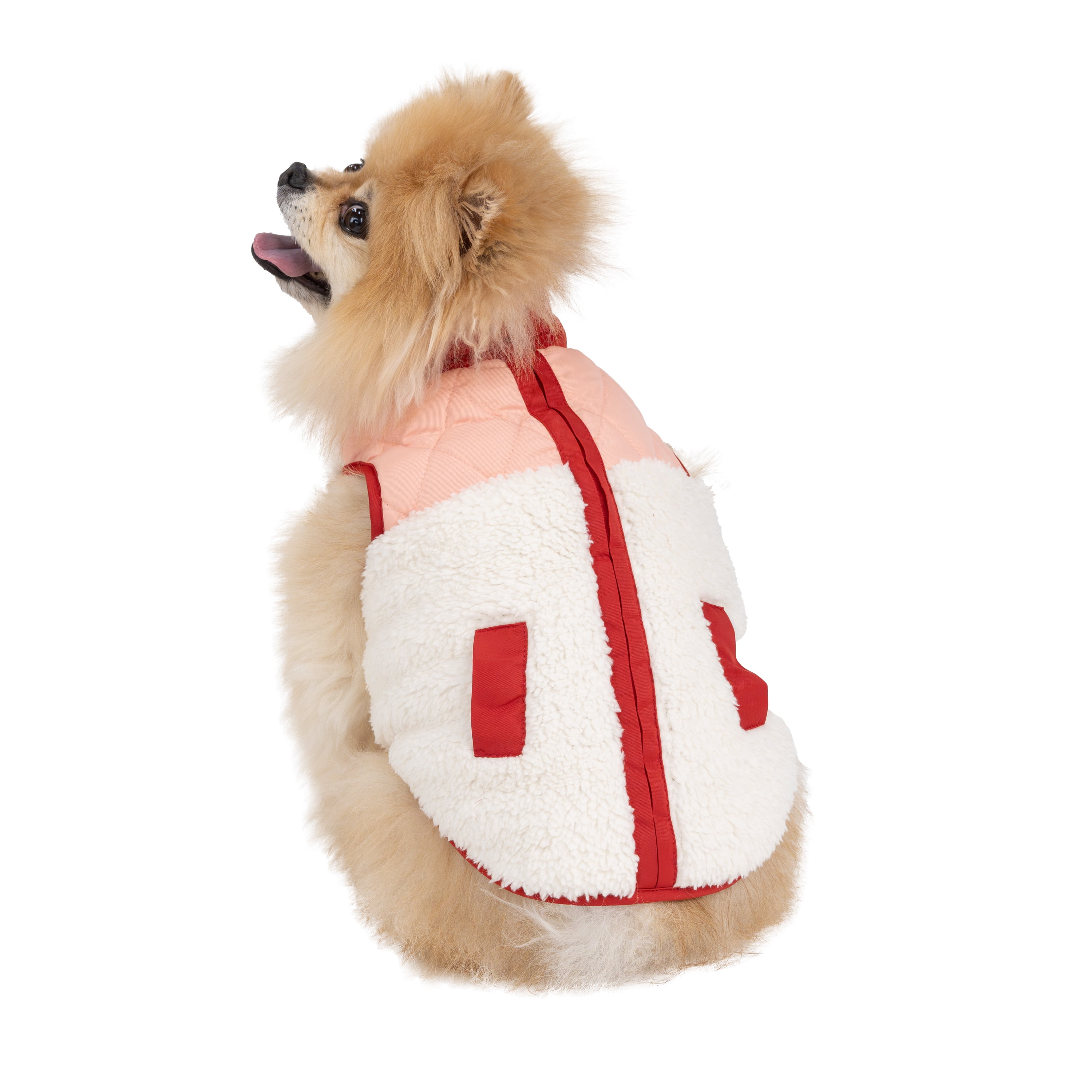 (2 pack) Vibrant Life Dog and Cat Clothes, Sherpa Contrast Yoke Pet Jacket, Pink, Small
