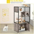 thumbnail image 3 of Cat Litter Box Enclosure, Litter Box Furniture Hidden, Wooden Cat Washroom Furniture, Indoor Cats House with Condo, Hammock, Scratching Mat and Storage Shelves, 3 of 11