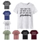 thumbnail image 2 of Camisa informal holgada de manga corta con estampado de letras para mujer, talla XL, camiseta gris grafito con fuente negra, 2 of 5
