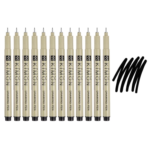 Fineliner Pens, 0.4mm Fine Points Drawing Pen for Sketching, Pack of 12
