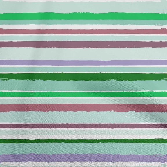 oneOone Cotton Cambric Green Fabric Geometric Uneven Stripes Craft Projects Decor Fabric Printed By The Yard 42 Inch Wide