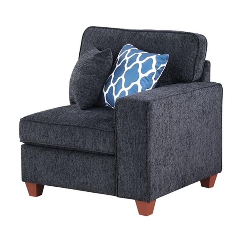 Devion Furniture 7-Piece Upholstered Modern Chenille Sectional in Black