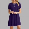 thumbnail image 4 of Birdeem Robe Mini Ample pour Femmes, Mode Décontractée, Manches Courtes, Unie, Col Rond, 4 of 12