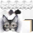 thumbnail image 1 of Therian Mask Kit Seenelling, máscara de gato en blanco con tela de fieltro, 1 of 6