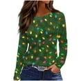 thumbnail image 2 of Qulqfy Christmas Tshirts Women Green Crewneck Xmas Plus Size Long Sleeve Party Graphic Glitter Blouses Christmas Shirt for Women, 2 of 5