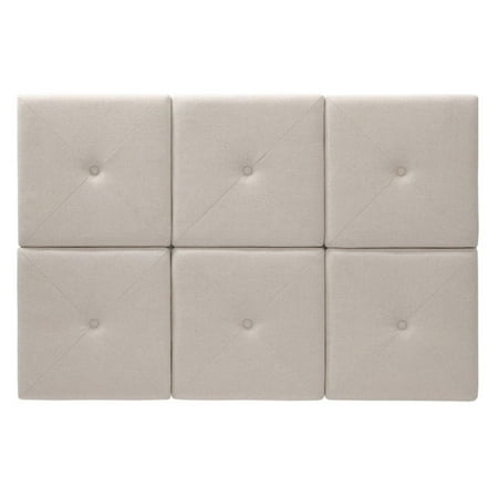 Foremost Tessa Natural Linen Tiled Headboard with X Seam and Tuft, Multiple Sizes