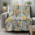 thumbnail image 2 of Yellow Rose Blanket Soft Cozy Warm Throw Blanket for Couch, Plush Fuzzy Flannel Fleece Blankets for Sofa, Vintage Country Botanical Floral Vines Bed Blankets Lightweight Gifts for Women, 50"x60", 2 of 9