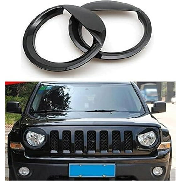Pair Angry Eyes Bezels Headlight Cover Trim ABS For 2007-2018 Jeep Wrangler JK
