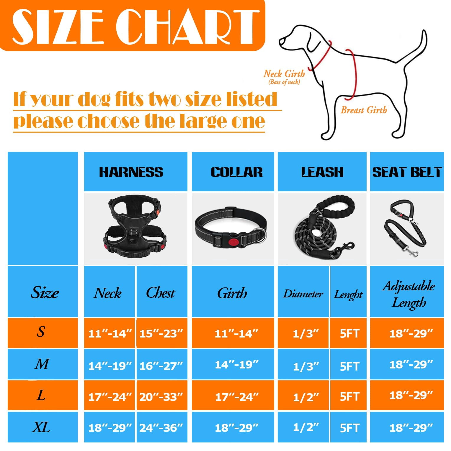 No Pull Dog Harness  Collar & Leash Set | Includes Seat Belt Collapsible Poop Bag Dispenser. Ideal For Walking Hiking. Fits Small To Large Dogs(black-l)