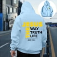 thumbnail image 2 of QHFBli Fashion Men's Hooded Sweatshirt Mens God Print Casual Hooded Sweatshirt Long Sleeve Pullover Comfortable Daily Wear Streetwear Fashion Sky Blue XL, 2 of 5