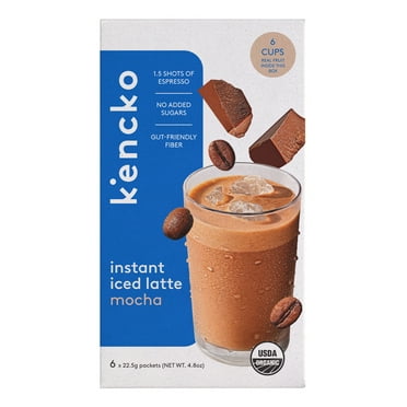 Kencko Mocha Organic Instant Iced Latte, Powdered Drink Mix, .79 oz, 6 Pack