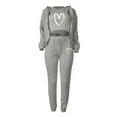 thumbnail image 3 of Women's Casual Tracksuit Autumn And Winter Top Vest Pant Set Fashionable Heart Prints Zipper Hooded Sweatshirt Pants Casual Three Piece Set plus Overalls for Women Thermal Overalls Matching Workout, 3 of 4