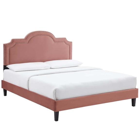 Modway Aviana Modern Performance Velvet King Bed in Dusty Rose