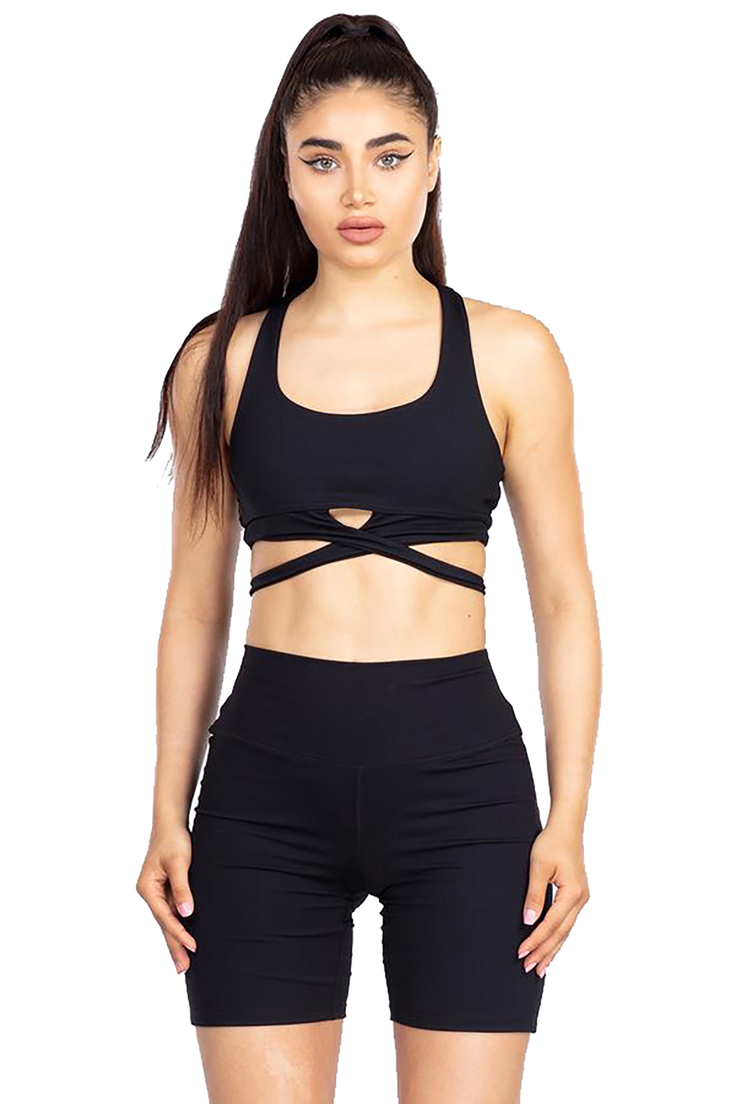 LA Society La Society Women's Wrap Around Sports Bra Black Small