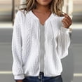thumbnail image 2 of Lisingtool Womens Tops Women's Fall Crew Neck Solid Color Jacquard Texture Casual Style Zip up Short Jacket Womens Winter Coats White, 2 of 9