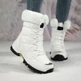 thumbnail image 2 of CAICJ98 Womens Winter Boots Lace Up Mid Carf Boots Warm Lined Waterproof Fashion Snow Boots for Women (White,Size 8.5), 2 of 8