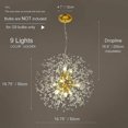 thumbnail image 4 of FTLLI 9-Light Modern Crystal Chandelier, Gold Dandelion Firework Chandeliers, Hanging Pendant Lighting Fixture for Dining Room, Bedroom, Bathroom, Entryway, Foyer, 4 of 16