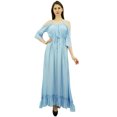 thumbnail image 5 of Bimba Women's Summer Wear Cold Shoulder Maxi Dress Beach Wear Holiday Dresses, 5 of 9