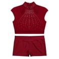thumbnail image 3 of vastwit Kids Girls Figure Skating Gymnastics Performance Outfit Sleeveless Crop Top+ Shorts Set 2Pcs Burgundy 10, 3 of 7