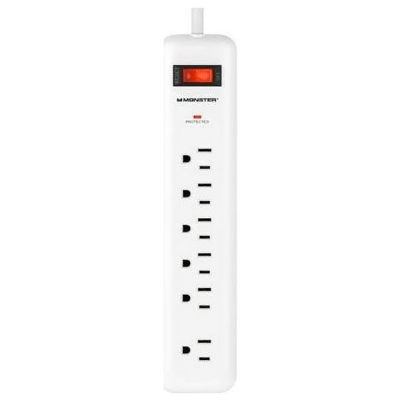 Monster 3001105 15 ft. 6 Outlets Power Strip with Surge Protection, White