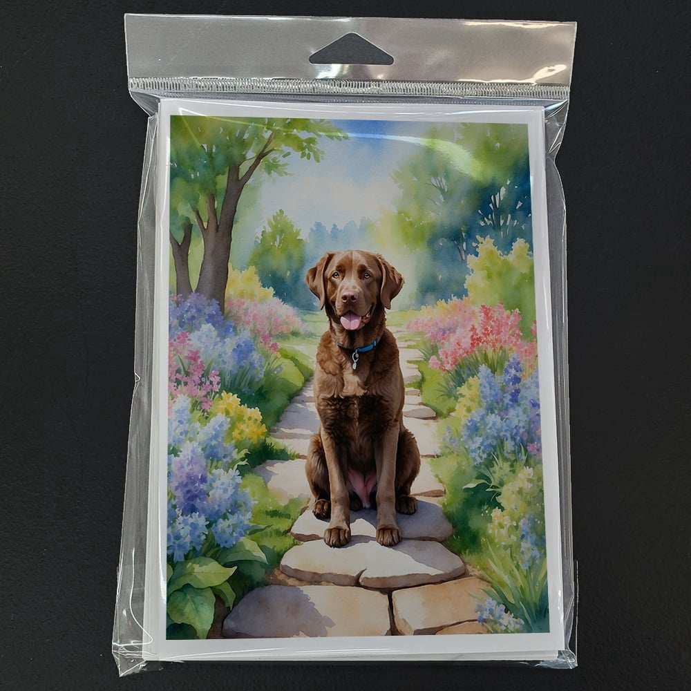 Chesapeake Bay Retriever Spring Path Greeting Cards Pack of 8 7 in x 5 in