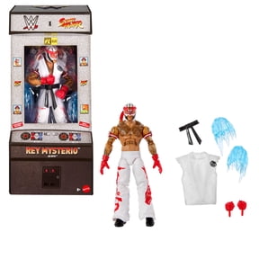 Open Box WWE x Street Fighter Rey Mysterio Action Figure & Accessories, 6-inch Collectible Ryu Mashup Set