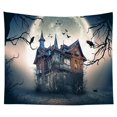 thumbnail image 1 of Tapiz de noche de Halloween para colgar en la pared, tapiz de casa cazada, murciélagos y cuervos en noche de luna llena, tapiz de pared, tapiz de ramas de árboles espeluznantes para dormitorio, 1 of 5