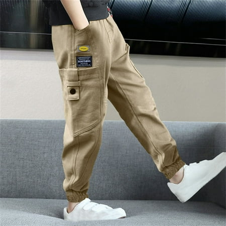 

Bnwani Baby Boy Pants Uniform Pants For Boys Up to 30% off Cotton Cargo Straight-Leg Toddler Pants Khaki 10 T