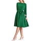 thumbnail image 4 of Vestido de línea A de mujer con cuello barco, mangas abullonadas largas, lazo en la cintura, casual, color verde, 4 of 5