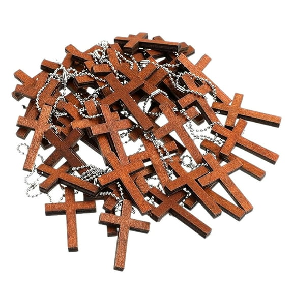 QccHieUs 50 Pieces Wooden Cross Charms Cross Charms Pendants for Keychain Crafts Projects
