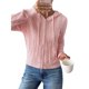 thumbnail image 2 of Suéteres de Punto para Mujer, Suéteres de Larga con Cuello en V, Camisetas Casuales, Conjuntos de Moda de Otoño. Rosa L, 2 of 7