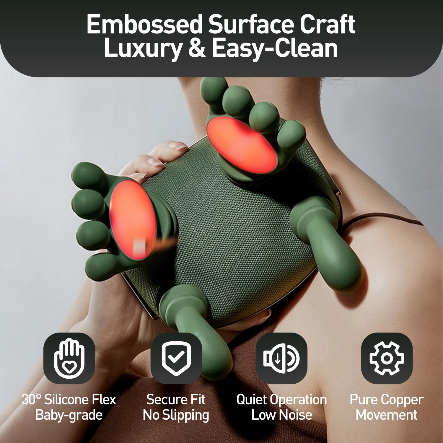 Neck Massager with Fingers, Bionic Portable Cordless Electric Shoulder Massage with Heat