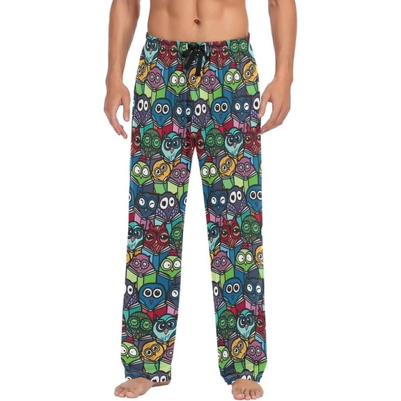 GZHJMY Owl Pajama Pants for Men, Lounge Pants Lightweight Men Pajama Bottoms with Drawstring Pockets, Christmas New Year Birthday Gifts, X-Large