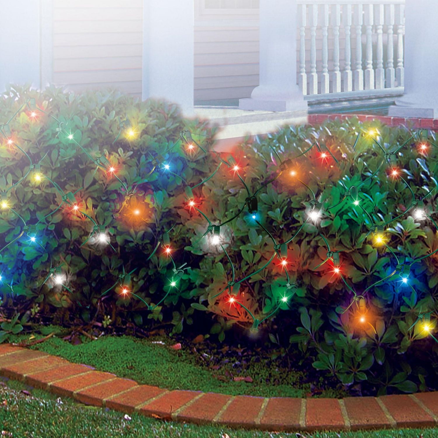 EZ-Illuminations 4'x4' 100-Count LED Net Lights, Multicolor with Cool White Flicker