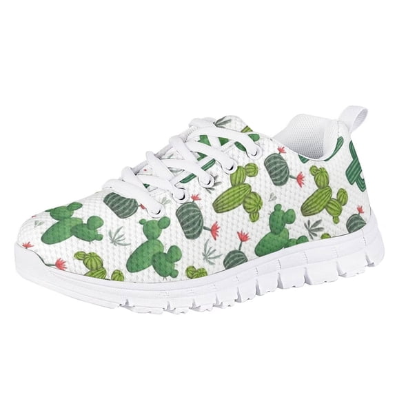Pzuqiu Kids Tennis Shoes Cute Cactus Print Breathable Fashion Kids Shoes Size 11 Girls Boys Walking Running Shoes Comfortable
