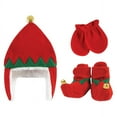 thumbnail image 2 of Hudson Baby 6Pc Trapper Hat, Mitten and Bootie Set, Red Elf Reindeer, 0-6 Months, 2 of 3