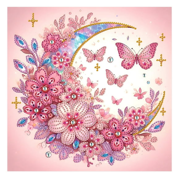 Pink Flower Moon Diamond Art Painting Kit